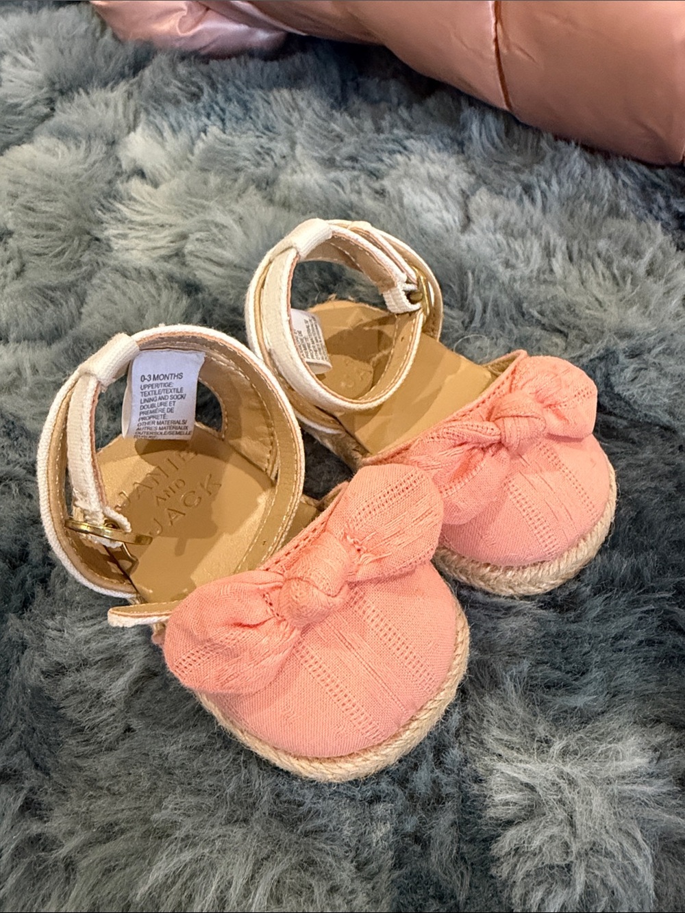Janie and Jack Coral Pink Bow Espadrille Sandals